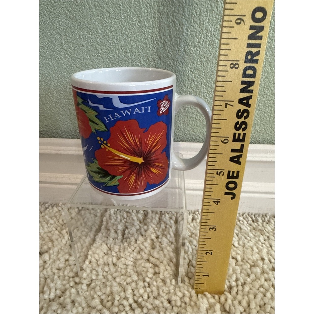 Vintage Hilo Hattie Mug 90s Hawaii Hibiscus Tropical Flower Print Coffee Cup